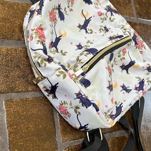 Sailor Moon White Multicolor Luna Floral Print Mini Backpack - Picture 8 of 15